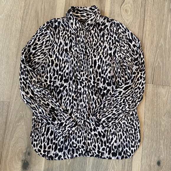 Banana Republic Button Down Silk Shirt - Black, Gray & White - Picture 1 of 3